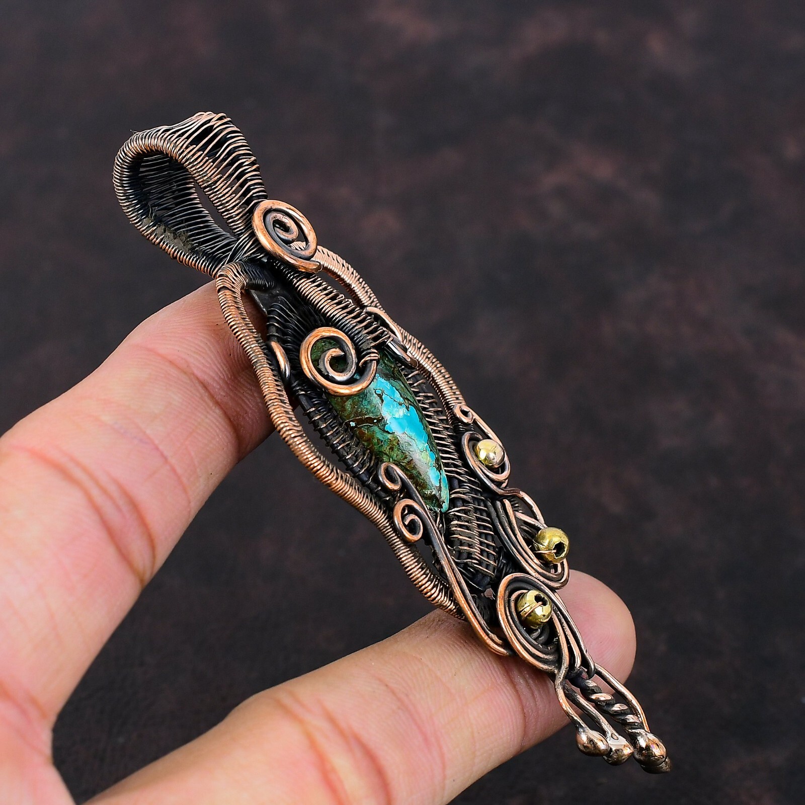Shattuckite Wire Wrapped Pendant Handcrafted Copper Dailywear Jewelry 3.78″