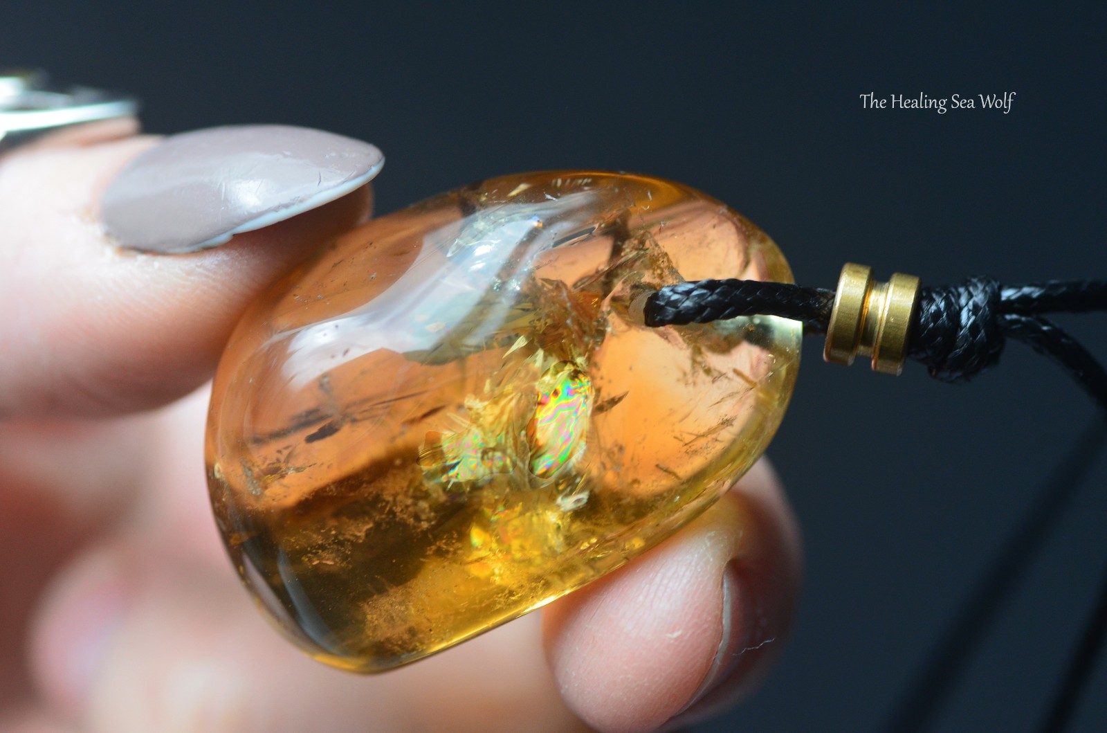 Natural Zambian Citrine Necklace with Rainbows Super Attractor Manifestation