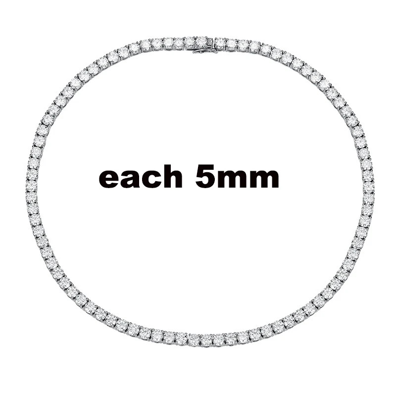 2.5-6.5Mm Full Moissanite Tennis Necklace for Women Sparkling Diamond Pendant 92