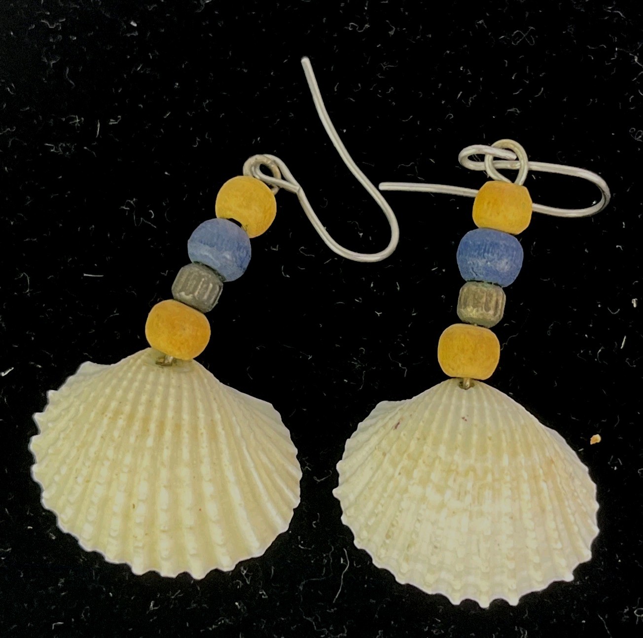 4 Pair- Natural Shell Earrings MOP Flower/Gold Tone Sand Dollar/Shell White Sand