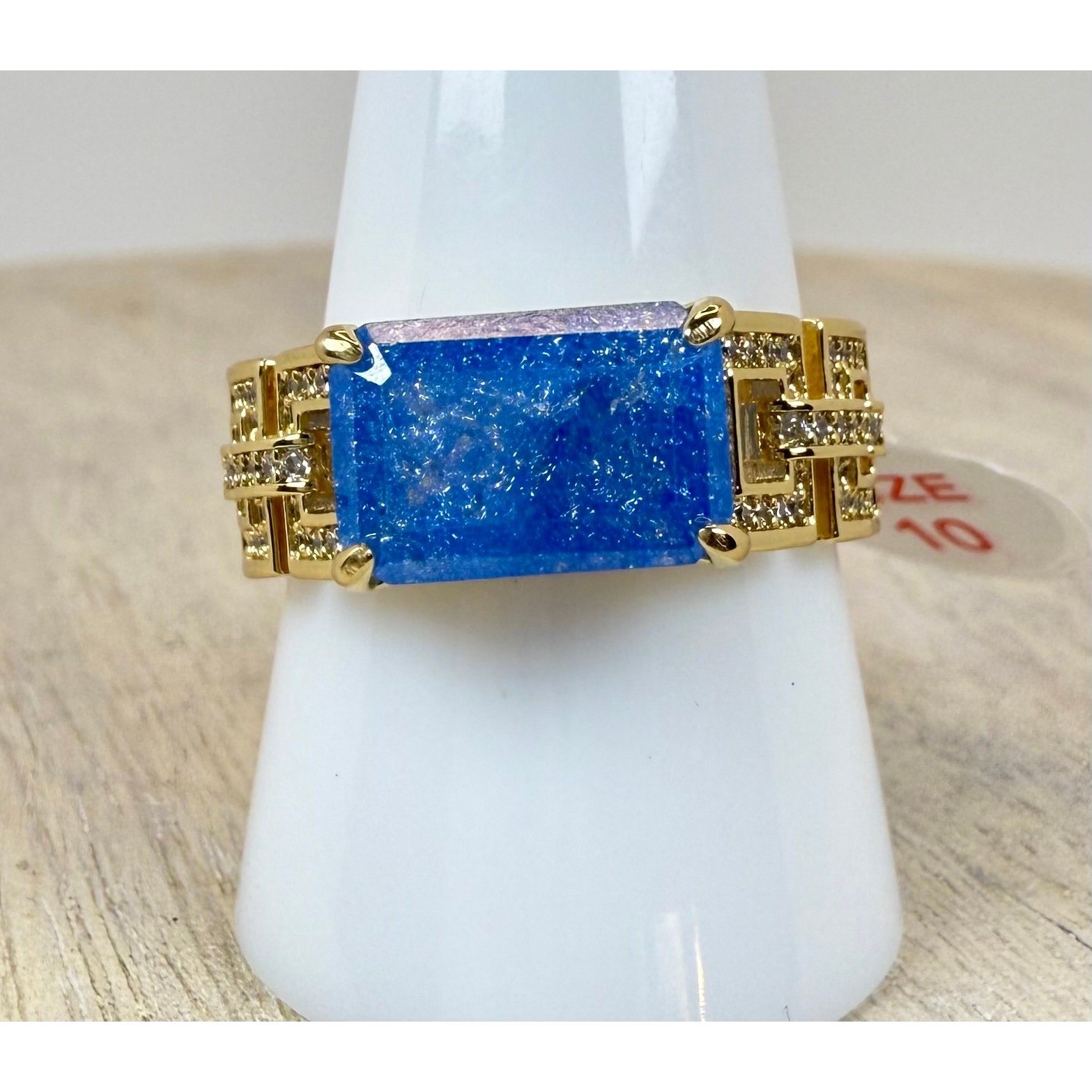 Bomb Party Ring “An Eternal Gaze” Size 10 Aqua Blue Ice Crystal Gold