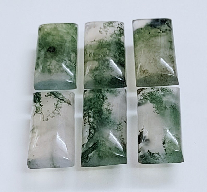 Natural Moss Tree Agate Rectangle Cabochon 6x8mm to 20x25mm Loose Gemstone