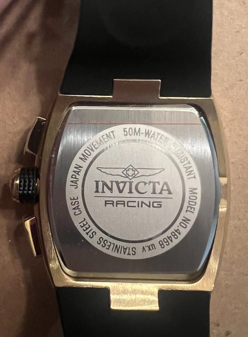Invicta Racing 48468 Men’s Chronograph Green Skeleton Dial Gold Tone Watch New