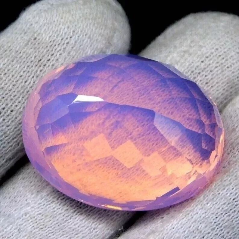 Superb Pink Opal Oval Welo Australian Flawless 89.60 Ct Certified Loose Gemstone