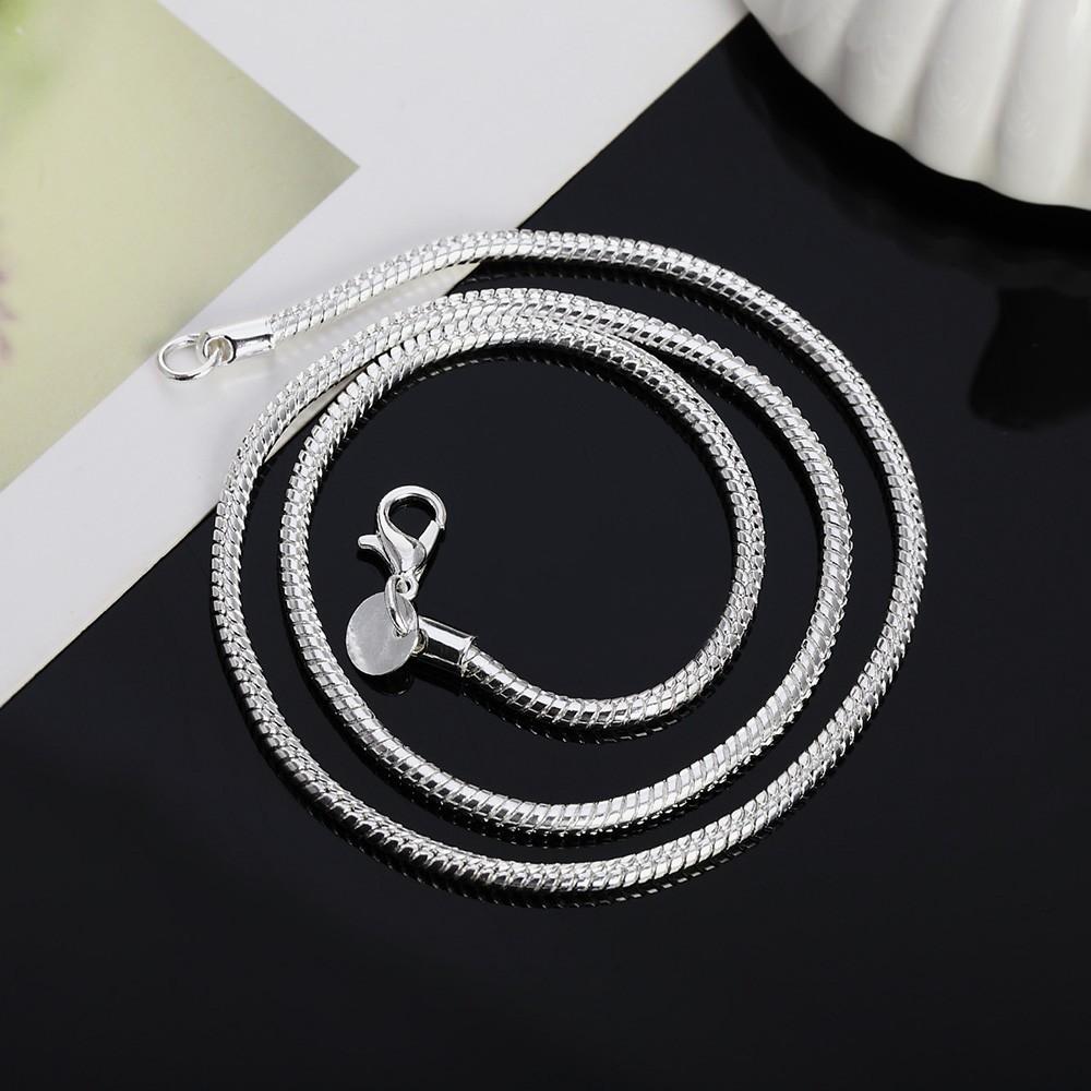 925 Sterling Silver Solid Snake Chain Necklace Men Women Pendant Jewelry 40-75cm