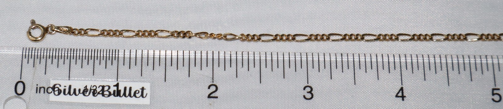 Sterling Silver Gold Toned 9 inch 3mm Figaro Chain Anklet “Italy” 2.2 grams
