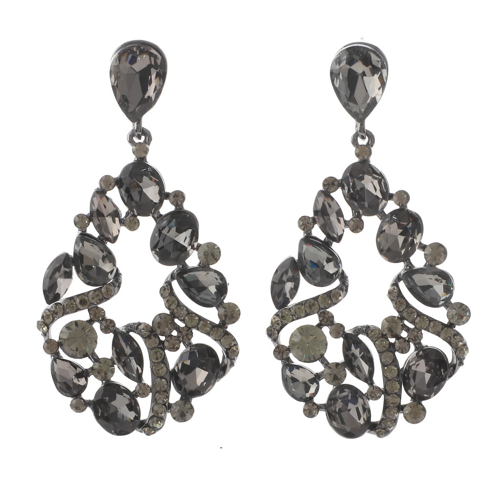 Gold Tone Metal Crystal Rhinestone Drop Post Earrings ER2529-HBD