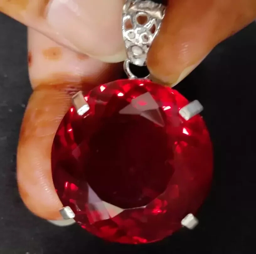 Certified Natural 52.23 Ct Red Red Ruby 925 Solid Silver Pendant Loose Gemstone