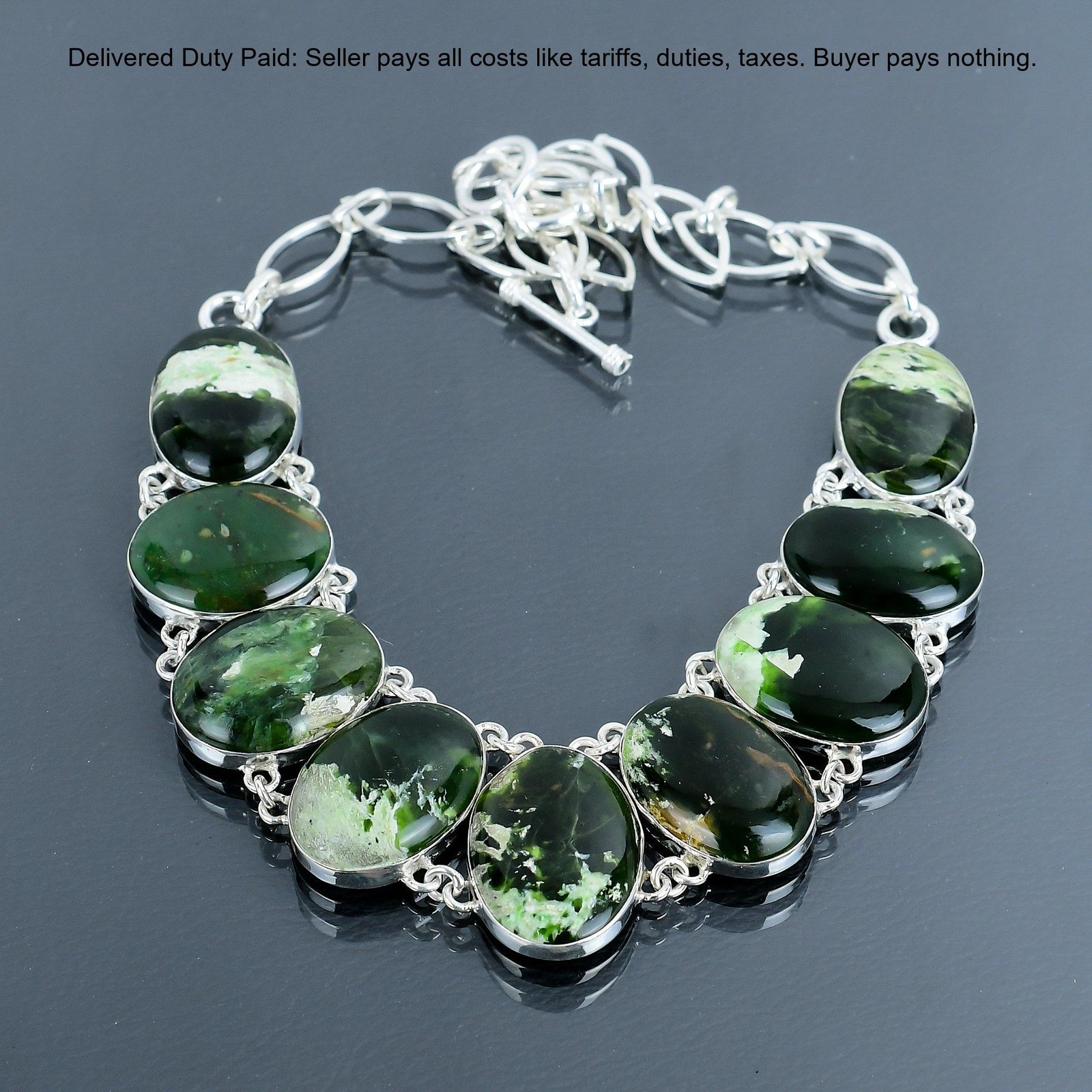 Australian Chrome Chalcedony Stone Sterling Silver Chain Engagement New Necklace