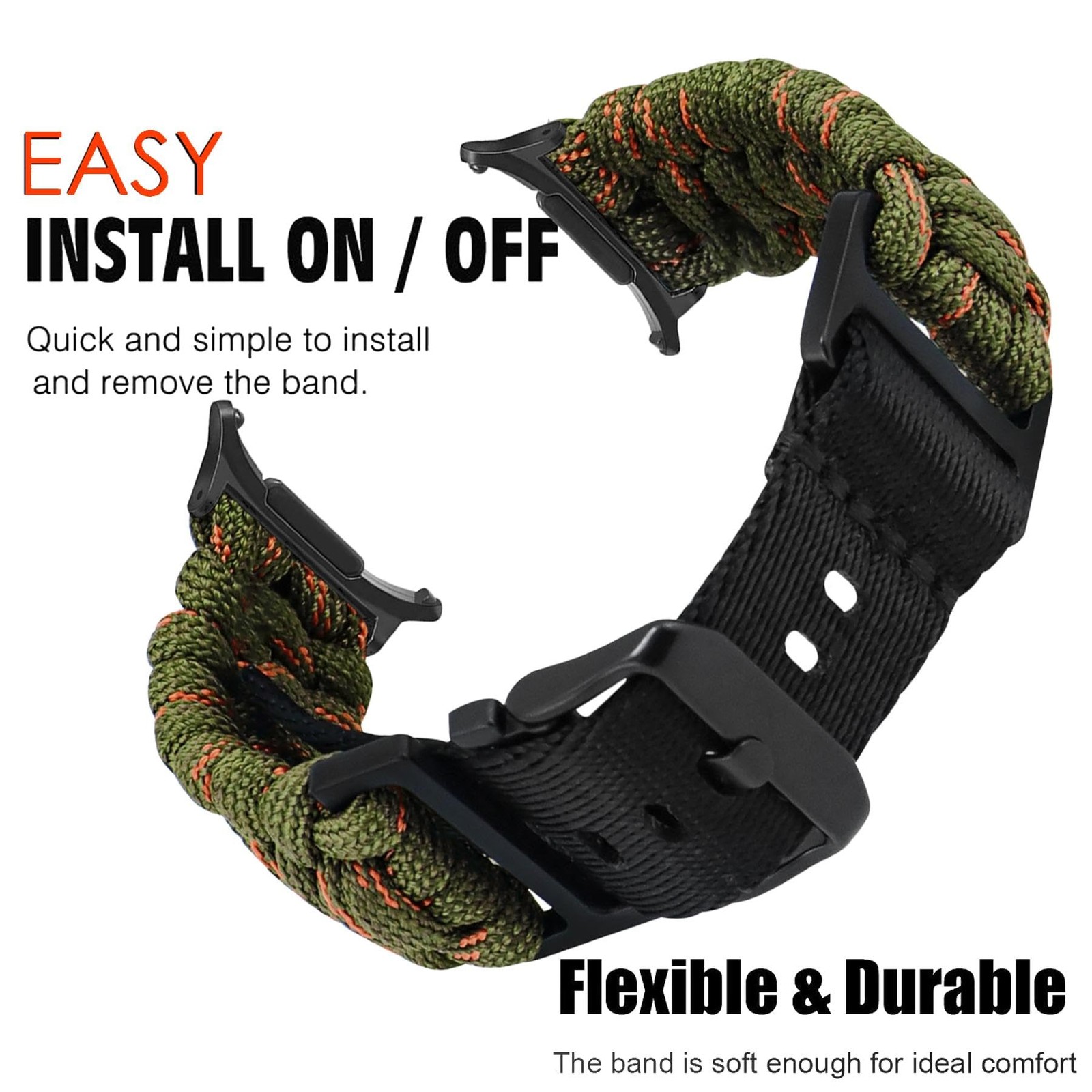 Nylon Braided Watch Band for Samsung Galaxy Watch 8 40mm 44mm,Paracord Strap …