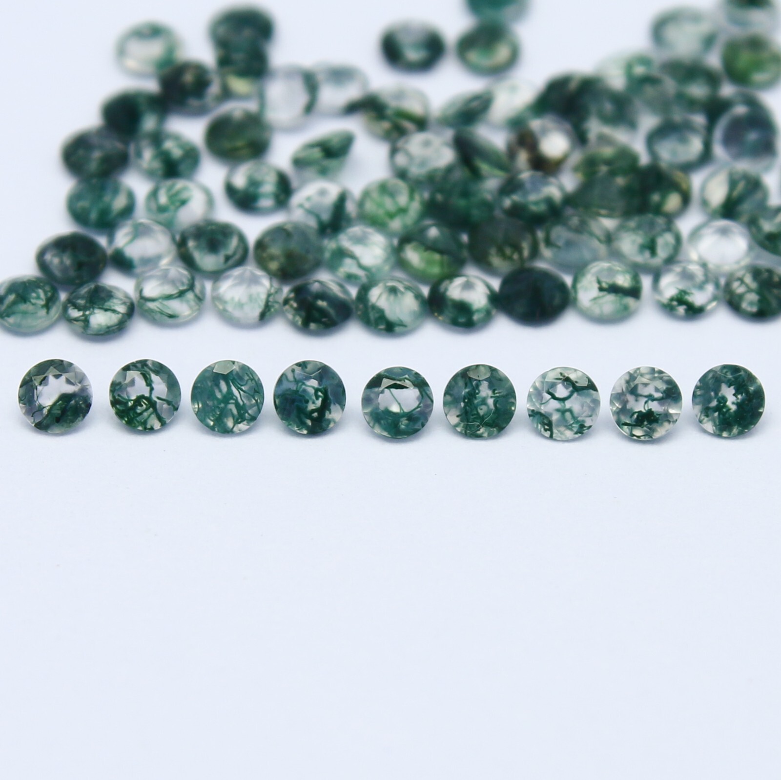 Natural Moss Agate Lot 2×2 MM Round Shape Faceted Gemstone Lot