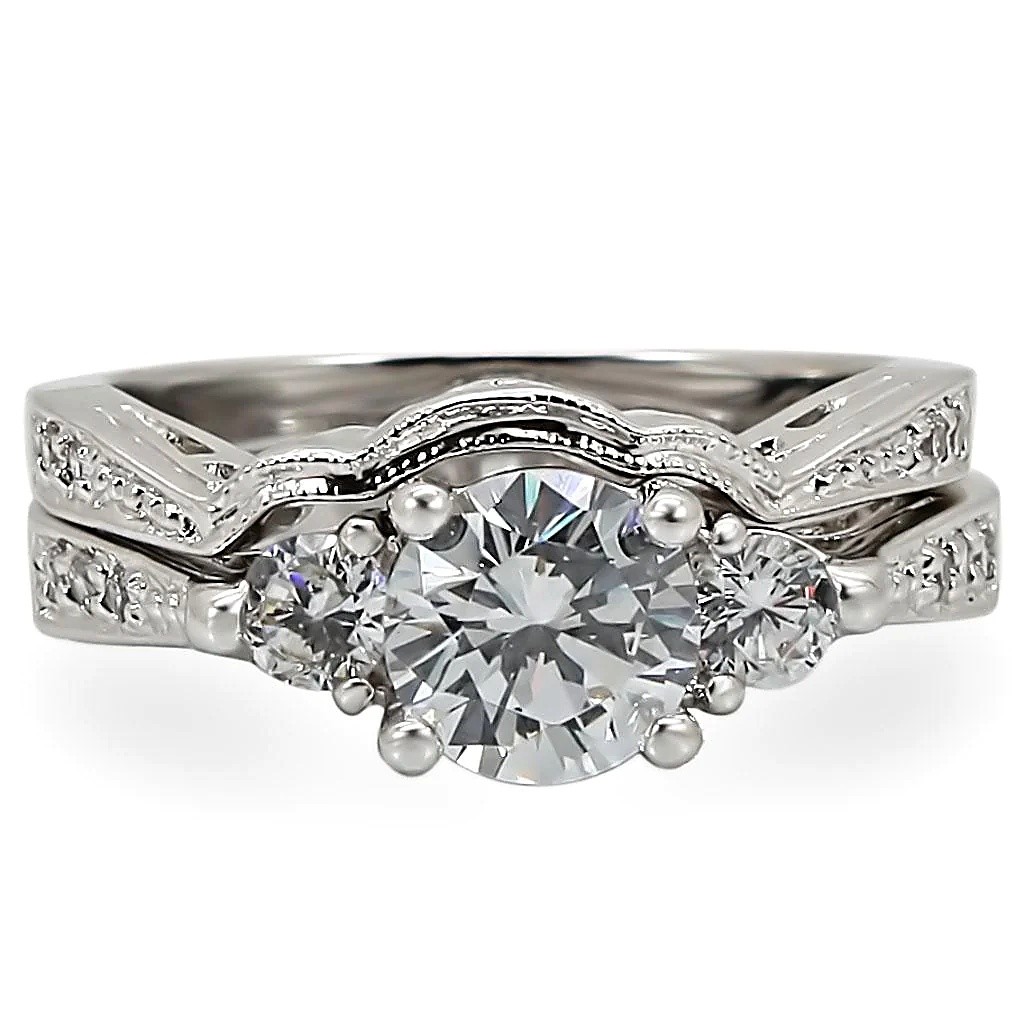 Women’s Ring Set, Clear CZ, Rhodium Plated, Brass, ring set, cz ring