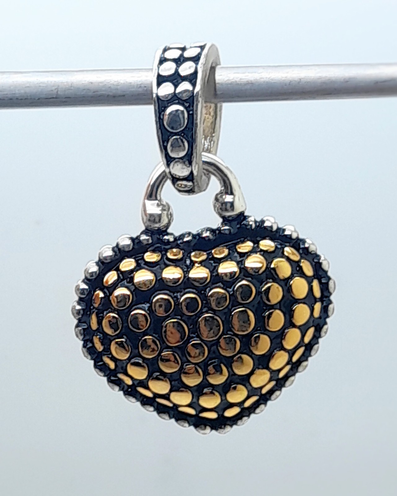 Vintage heart shape black & Silver & gold Dots Texture fashion jewelry Pendant 7