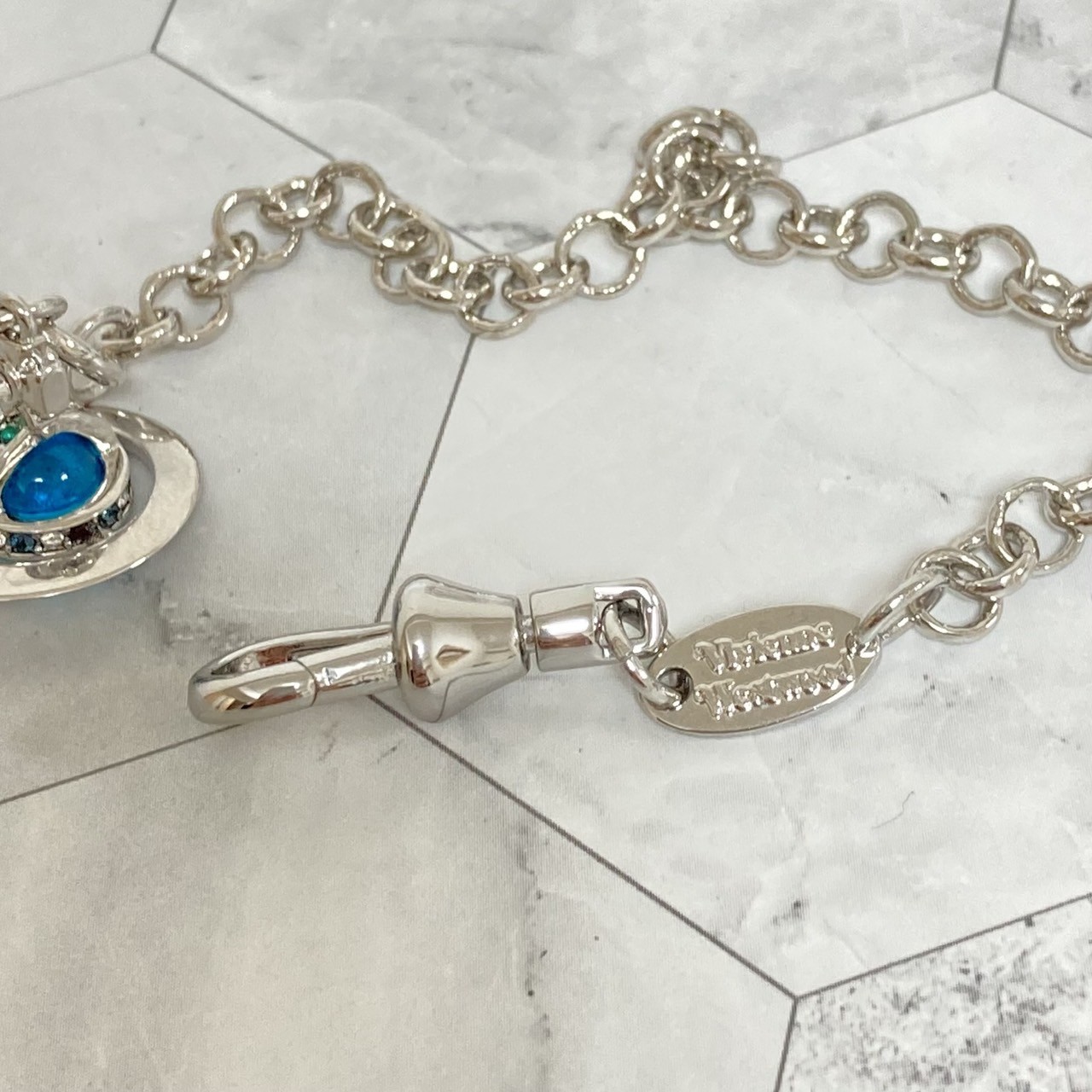 Vivienne Westwood Bracelet Petite Orb 17cm Silver Light blue sky Multi w/Pouch