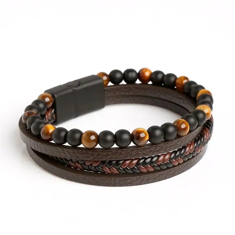 Pulsera Para Hombre Vintage De Cuero Brazalete Regalos Para Hombre Punk Style