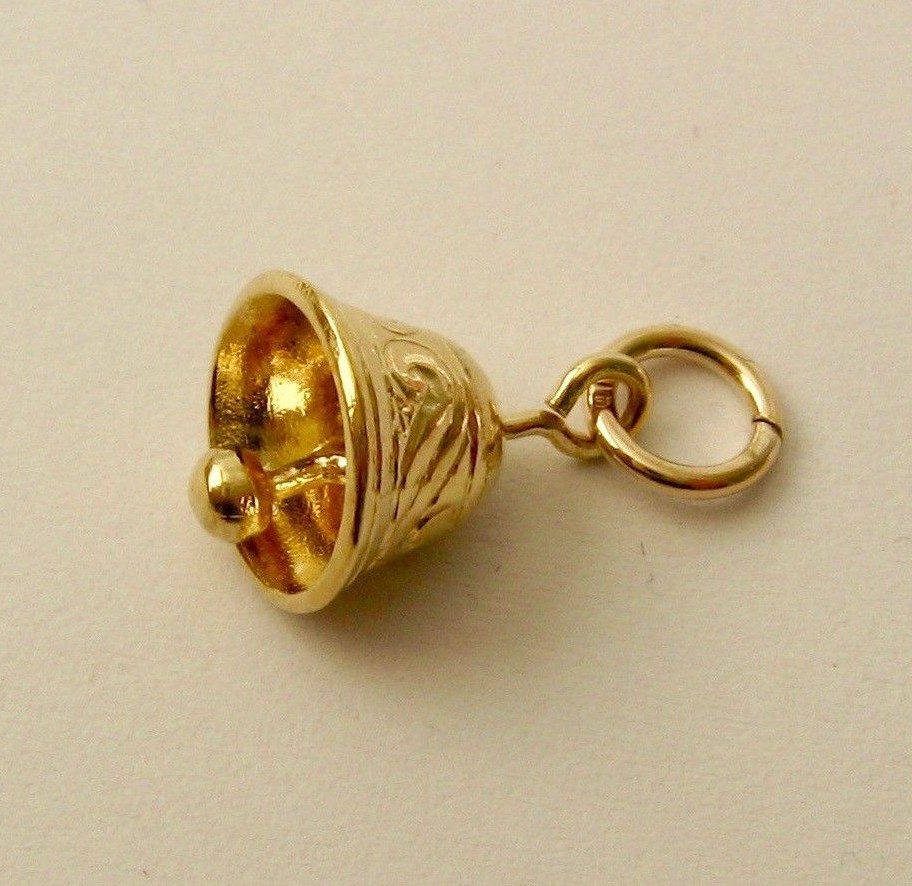 GENUINE SOLID 9K 9ct YELLOW GOLD 3D BELL WEDDING GIFT CHARM PENDANT RRP $349