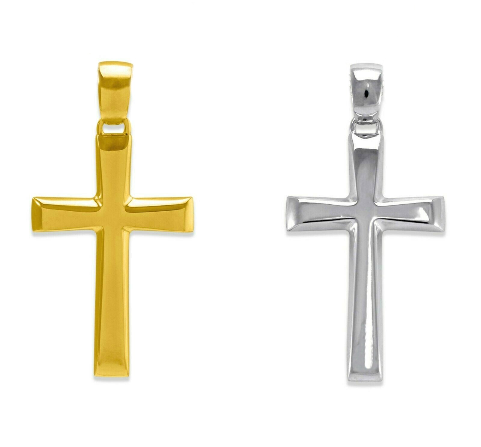 14K Solid Yellow White Gold Cross Necklace Pendant Men Women Religious Jewelry