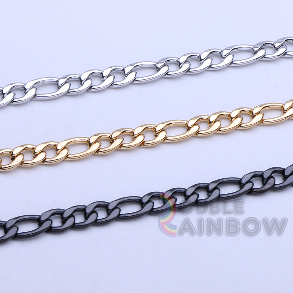 18-36″Men’s Stainless Steel Gold Silver Black Plated 6mm Figaro Necklace Chain