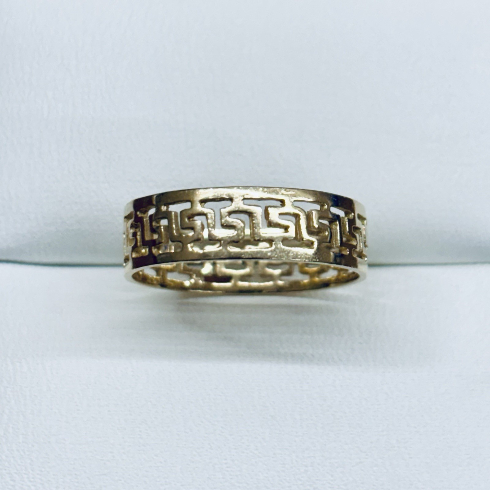 14k Yellow Gold Greek Key Eternity Link Engagement Wedding Ring Band Size 7 5mm
