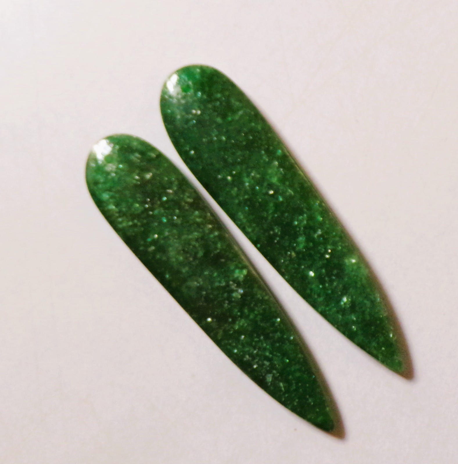 48.30 Cts Natural Green Aventurine Drilled Cabochon Match Pair 53X13MM 44