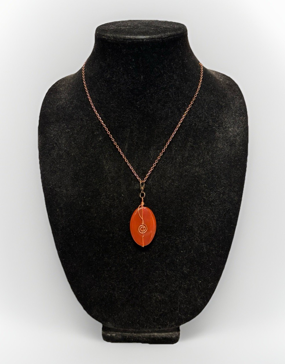 Copper Wrapped Carnelian Pendant with 18.5in Chain Necklace #5417