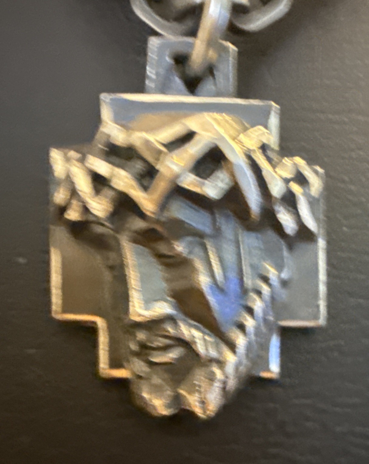 Sterling Silver Crown of Thorns Christ Head Cross Pendant On Silver Chain