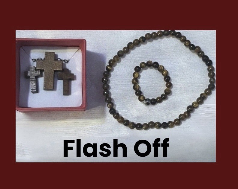 DEAL! Beautiful Walnut Wooden Brown Cross Necklace & Earrings Set + 2 FREE Gifts