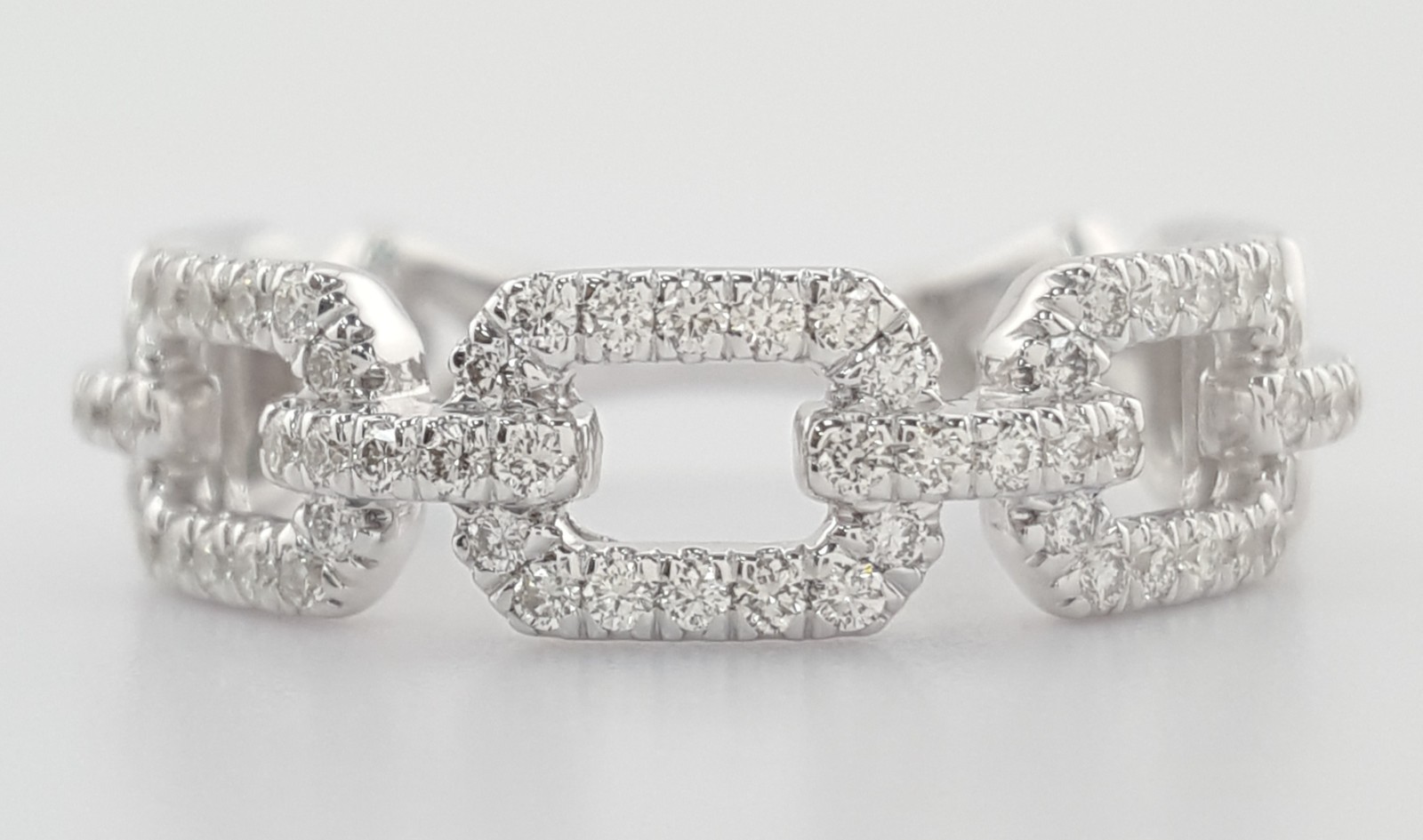 Gabriel & Co. Round Pave Diamond Link Band Ring 0.35 ct 14k Rtl $1,975
