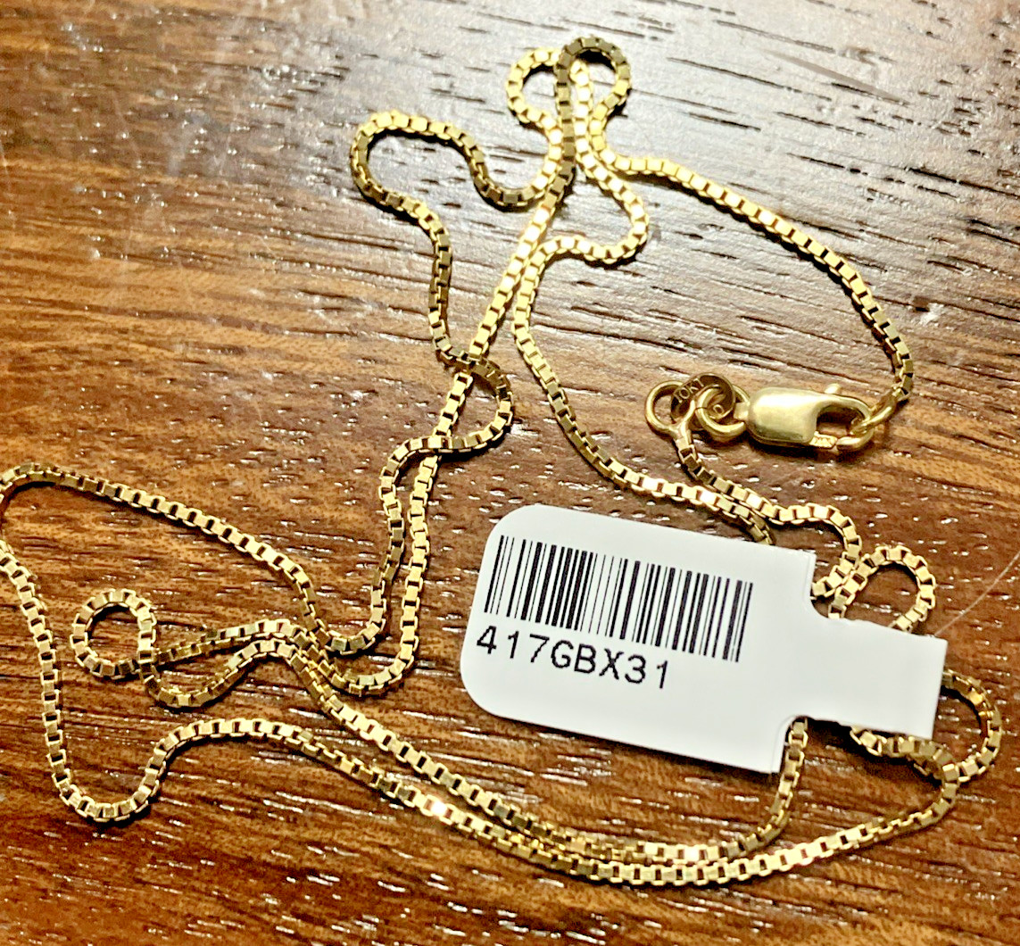 10kt Real Solid Gold Box Chain 3.1grams 20” 10K GND Brand New with Retail Tag