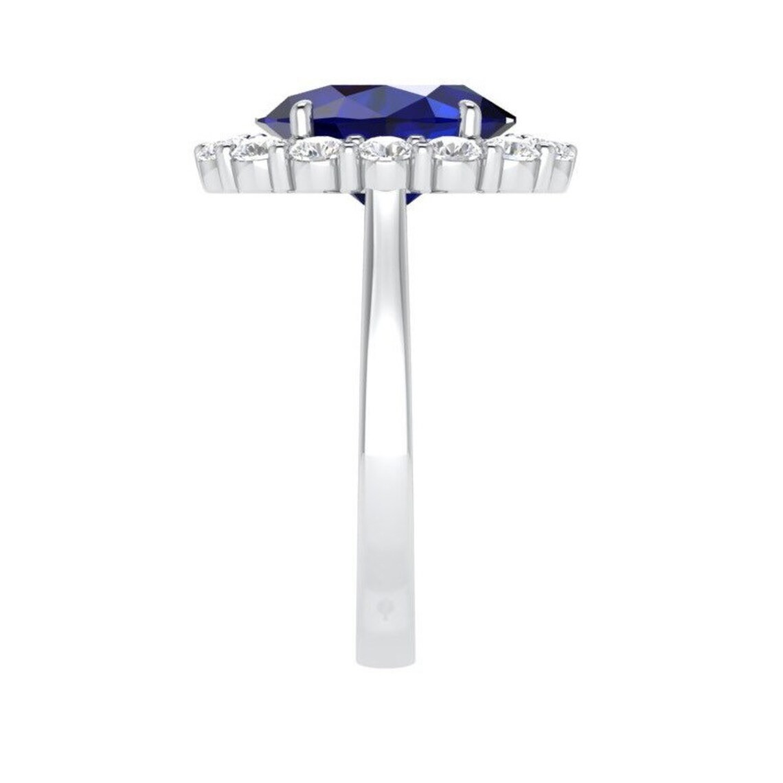 3.94 Ct Oval Natural Sapphire & Diamond Engagement Ring 14K White Gold Size 6