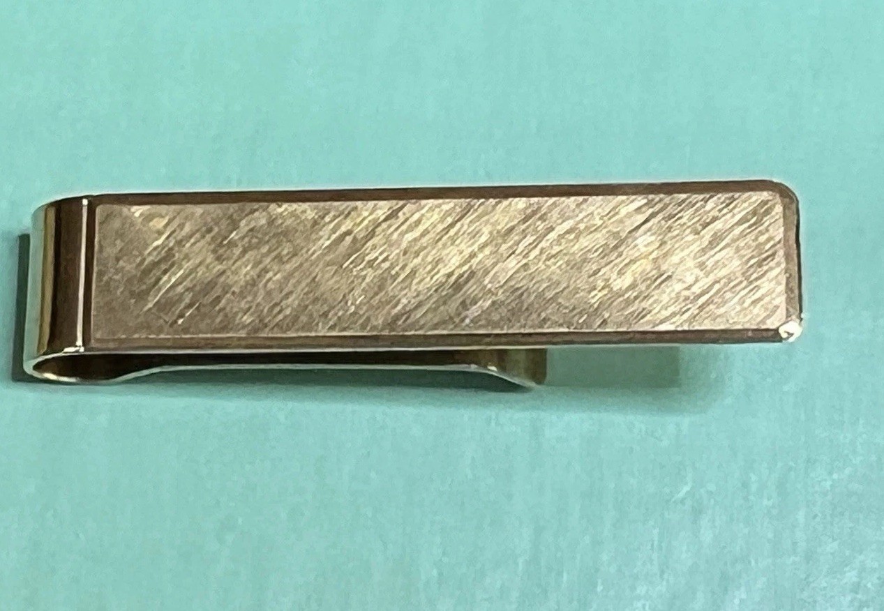 Vtg Simmons Solid 14k Gold Money Tie Bar/Clip 3.2 grams
