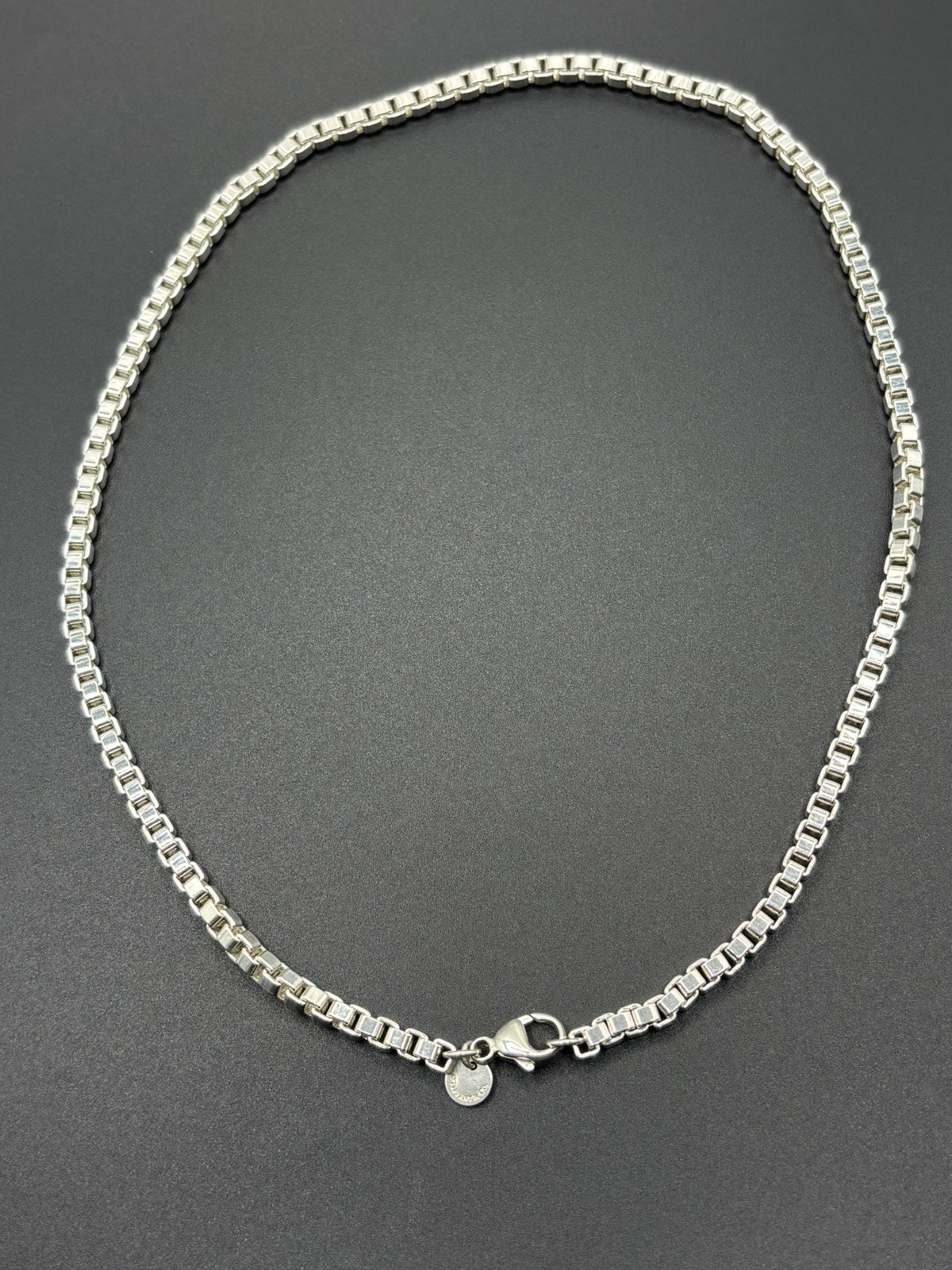 Authentic Tiffany & Co. Sterling Silver Venetian Box Link Necklace 18 inch