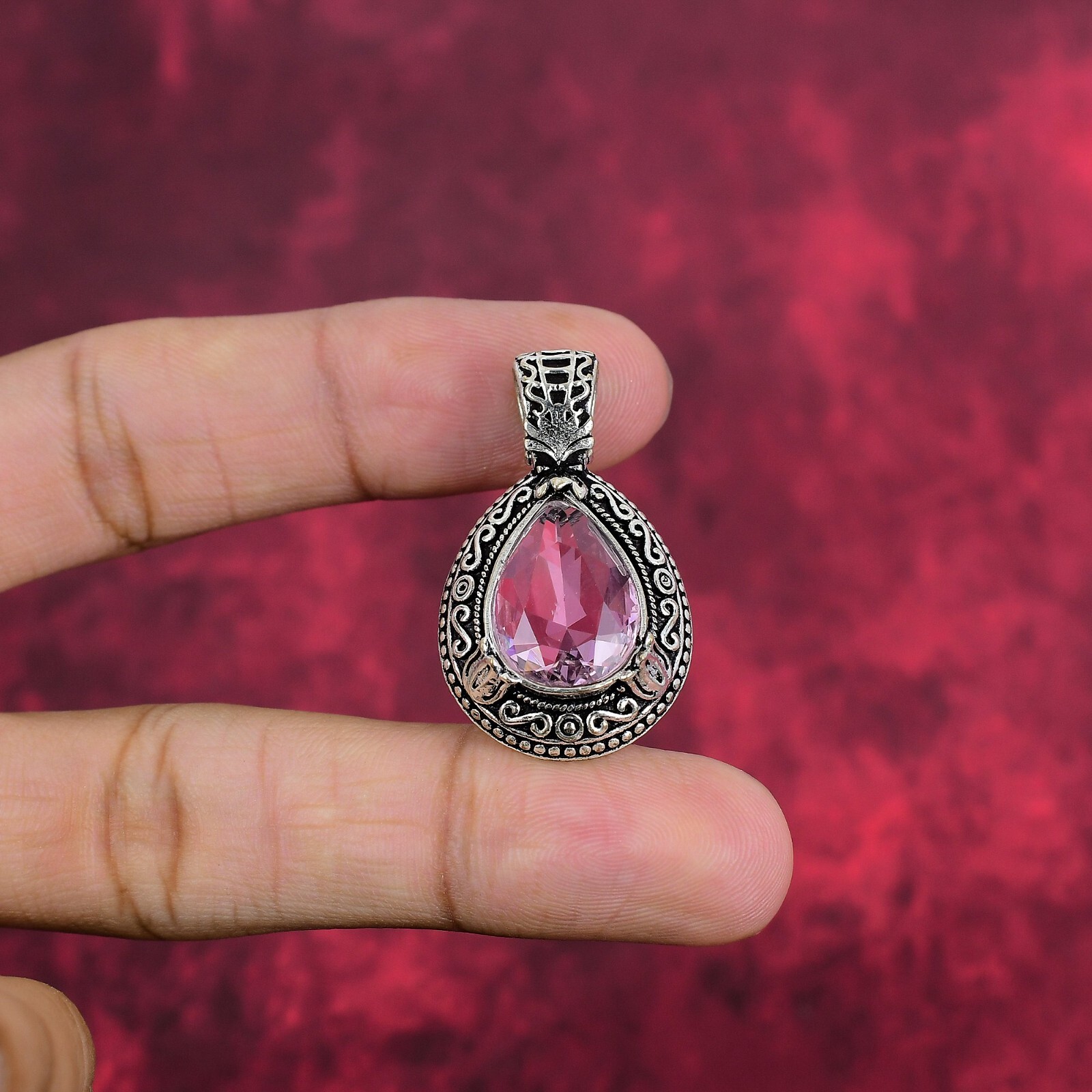 Pink Kunzite Gemstone Handmade 925 Sterling Silver Beautiful Pendant Jewelry