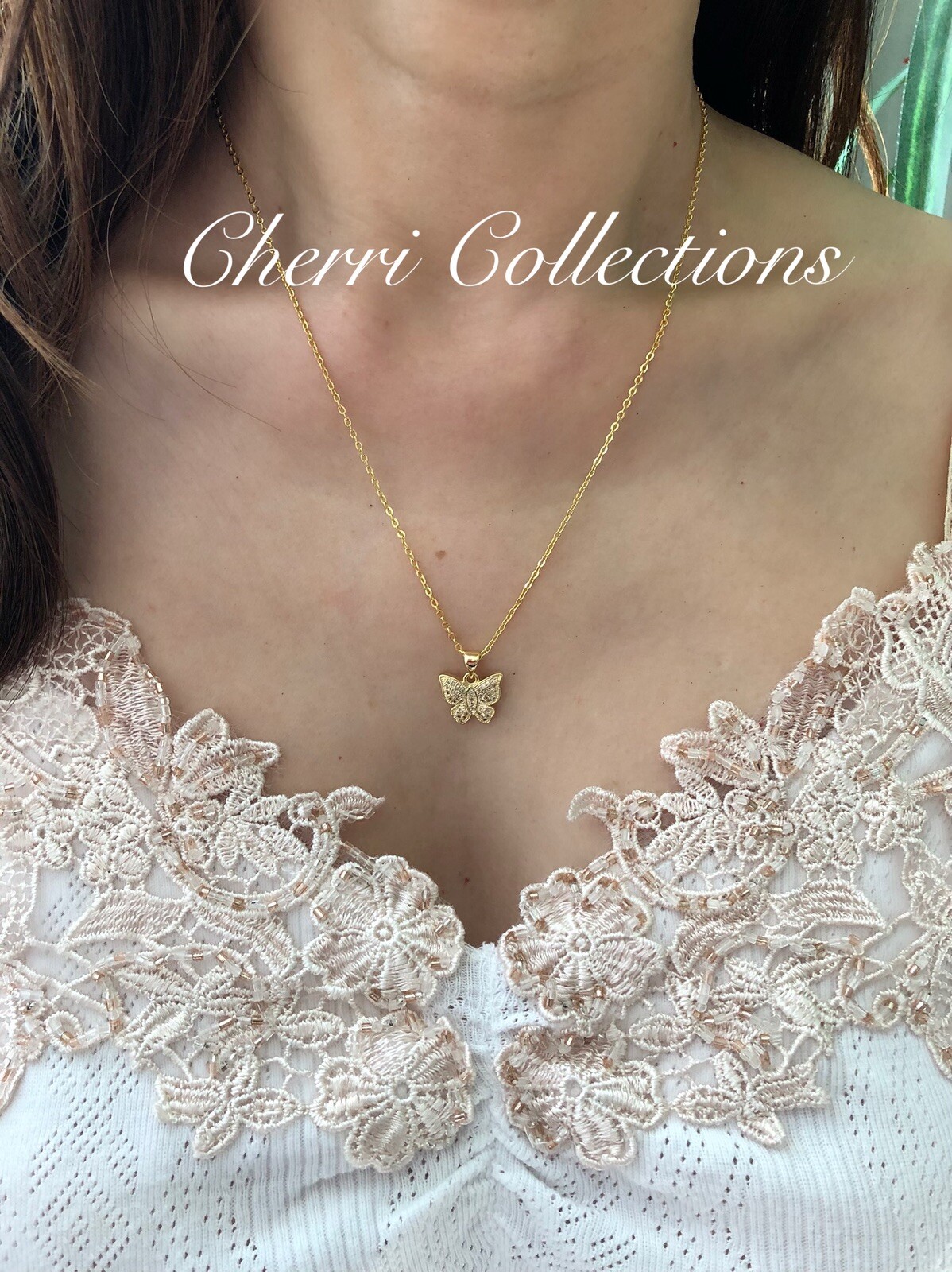 Cubic Zirconia BUTTERFLY CZ Pendant Necklace Silver,Gold, Rose Gold Plated N141