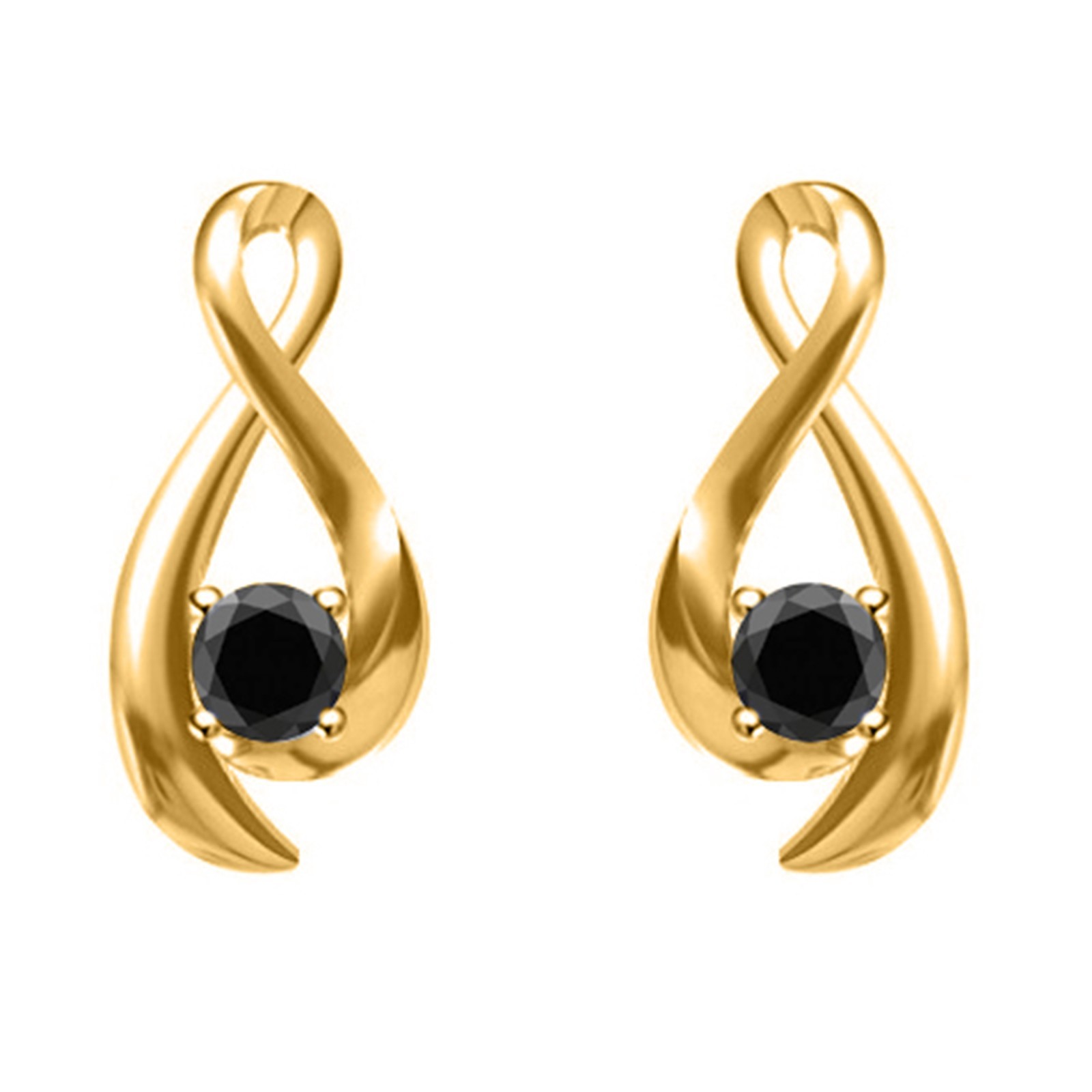 3.00 Carats Natural Jet Black Diamond Studs In 14KT Yellow Gold – Tariffs Free