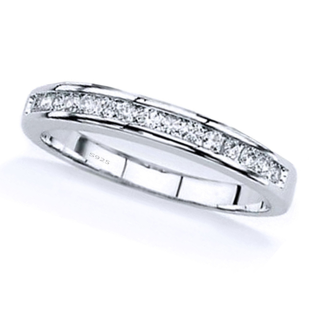 925 Sterling Silver CZ Anniversary Engagement Wedding Bands For Women Size: 5-10