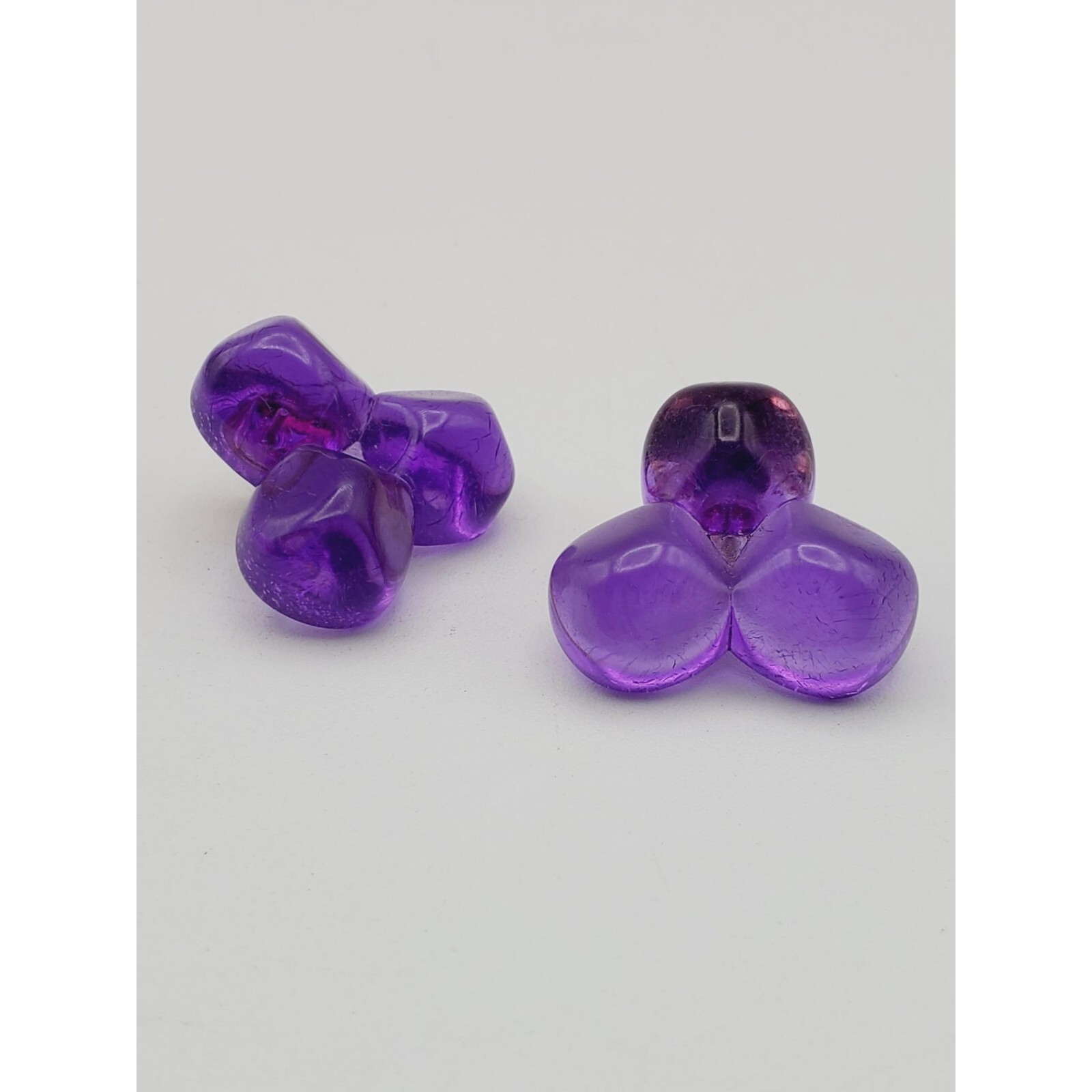 Gold tone Purple acrylic resin plastic clip on earrings 1″