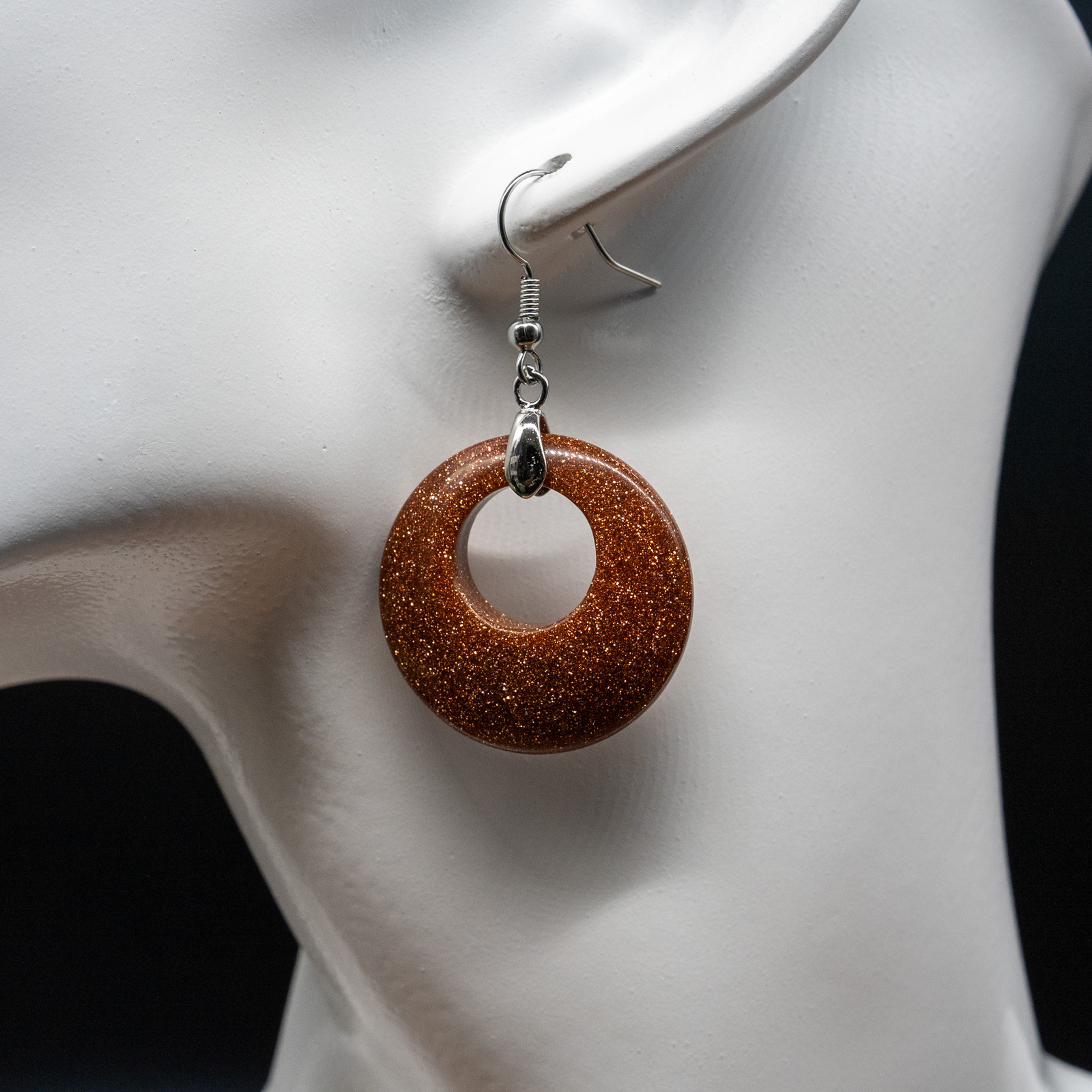 Goldstone Crystal Earrings Gold Sandstone Circle Silver Womens Jewelry Gold Gift