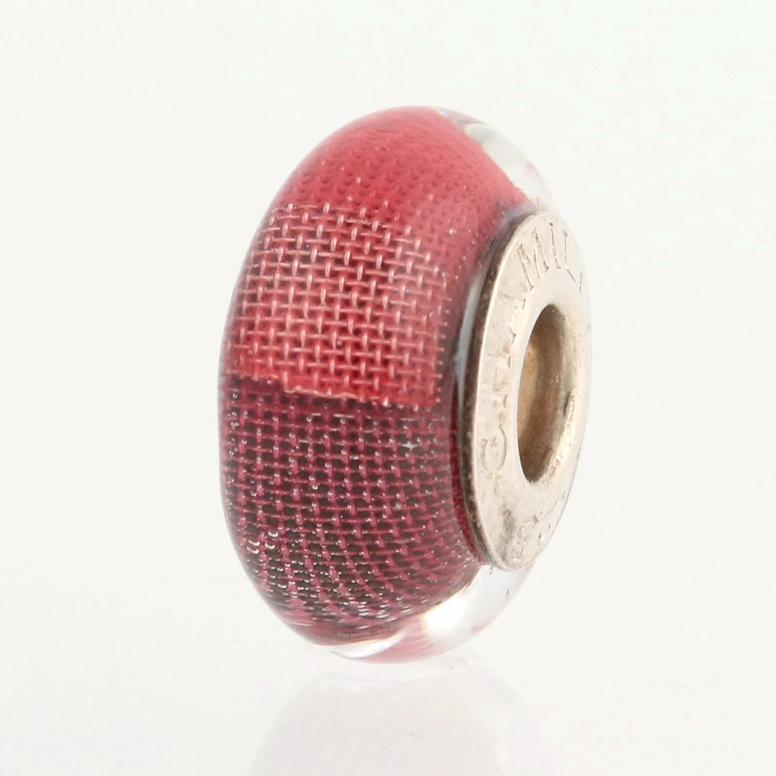 Chamilia OB-193 Cranberry Mesh Murano Bead Charm – Sterling Silver RETIRED