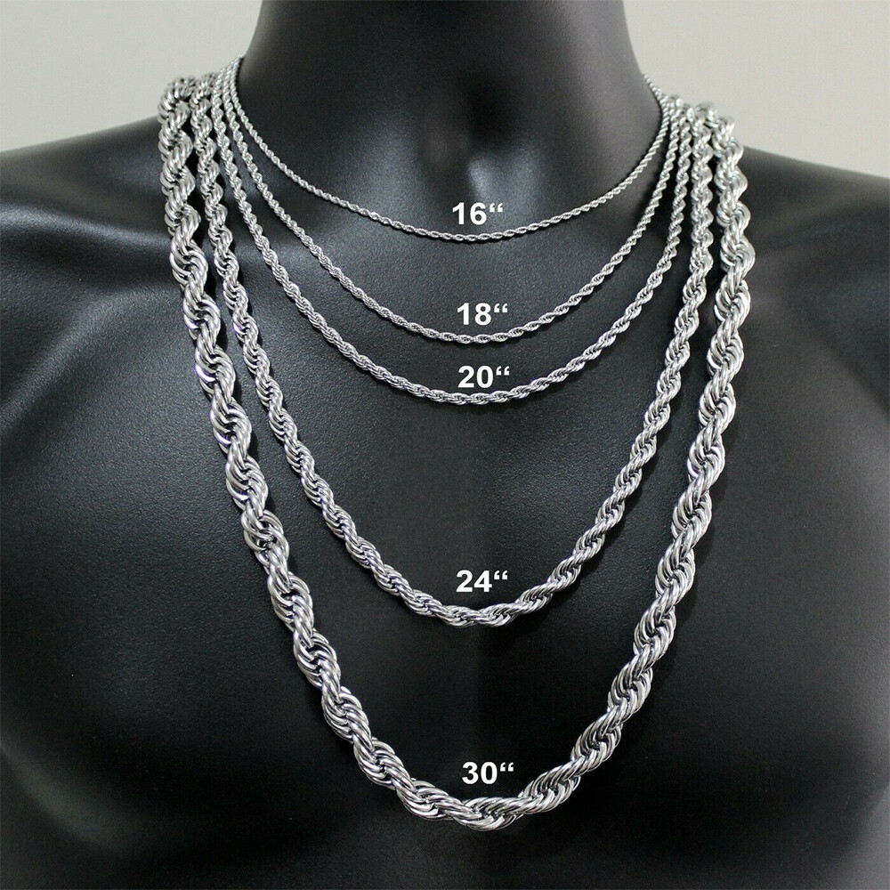 3/5/7mm 16-30″ Men’s Stainless Steel Twisted Rope Chain Necklace Choker Jewelry