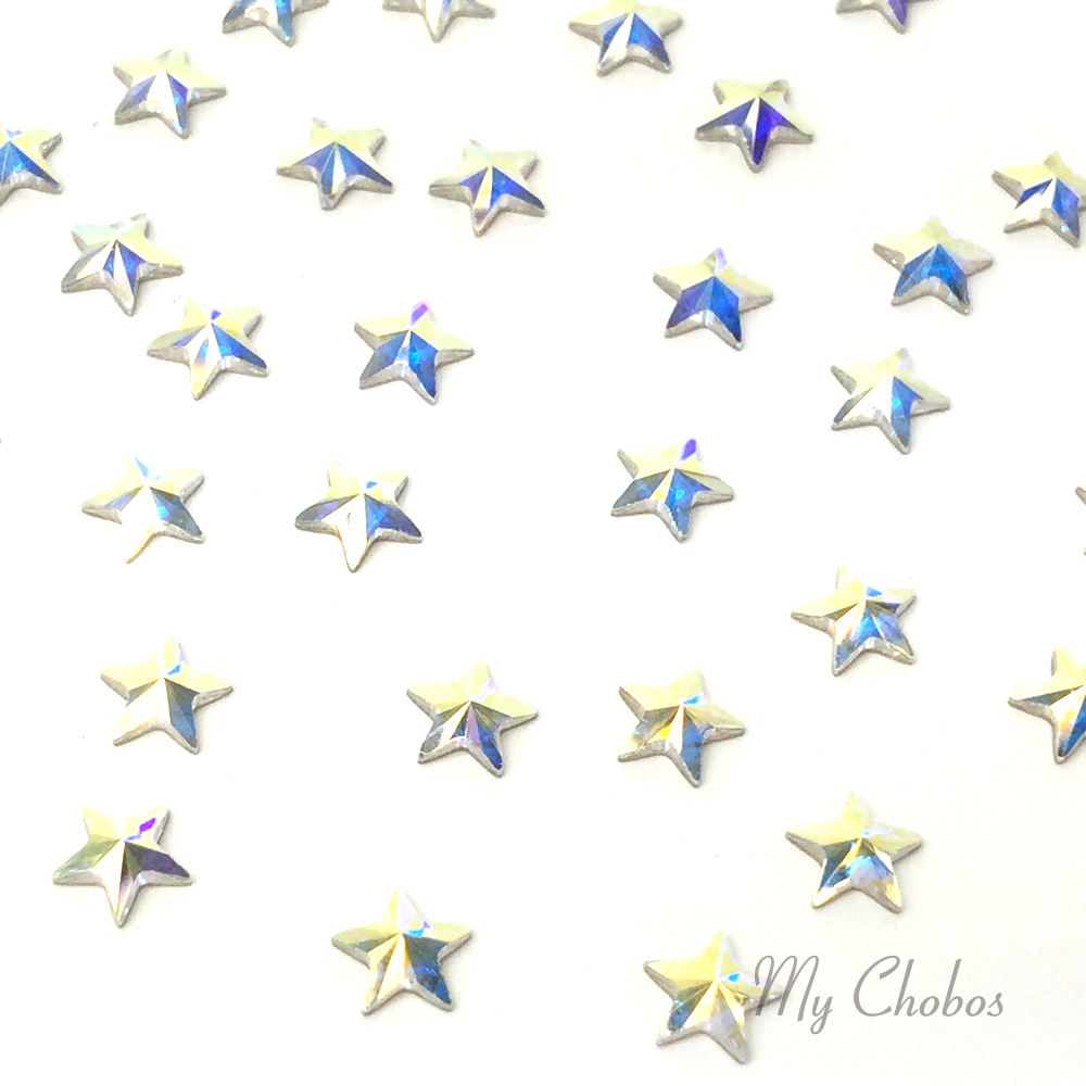 12 pcs Swarovski 2816 Rivoli Star Flatbacks No-Hotfix 5mm CRYSTAL AB (001 AB)