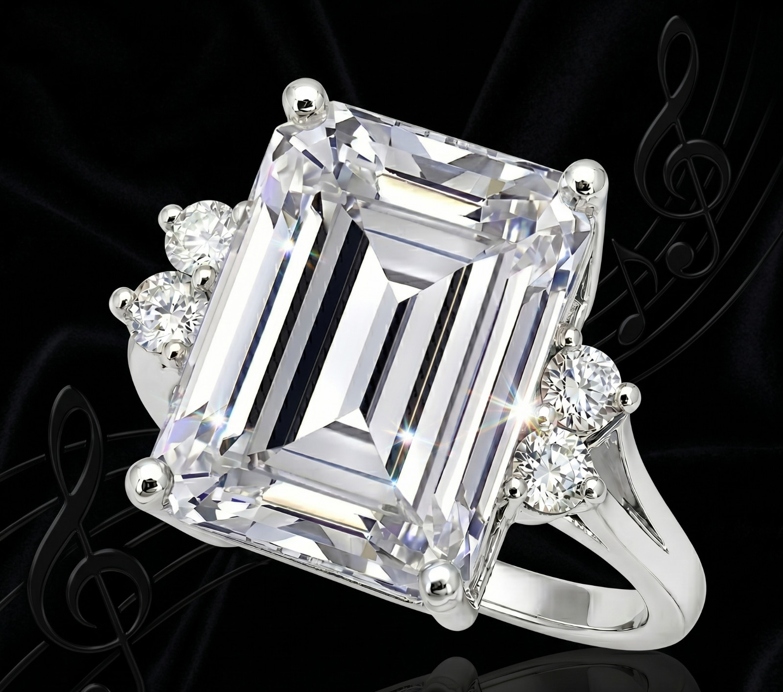 8.00 Ct Certified Emerald Cut White Natural Diamond Engagement Ring Great Shine