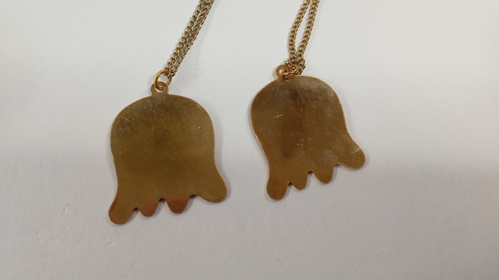 (2) Vintage Pac-Man Ghost Characters Necklaces Purple/Blue