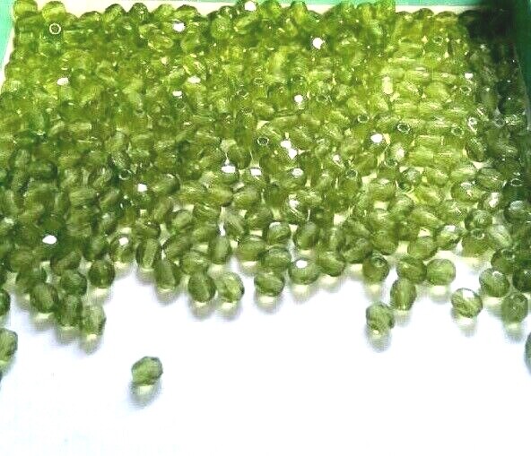 1200 Pcs 4mm Czech Fire Polished Faceted Glass Round Beads – OLIVINE