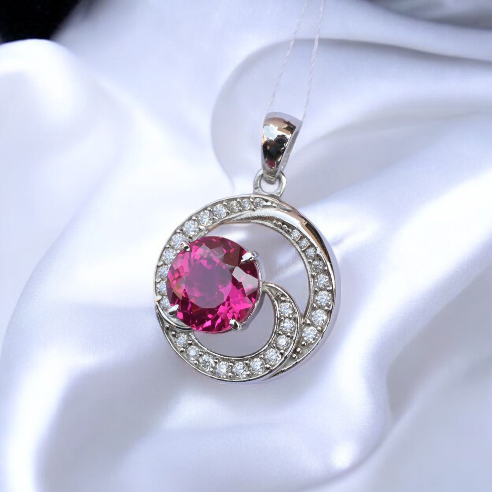 Certified Pink Sapphire 28+ Ct Pendant Necklace In 925 Sterling Silver MG008