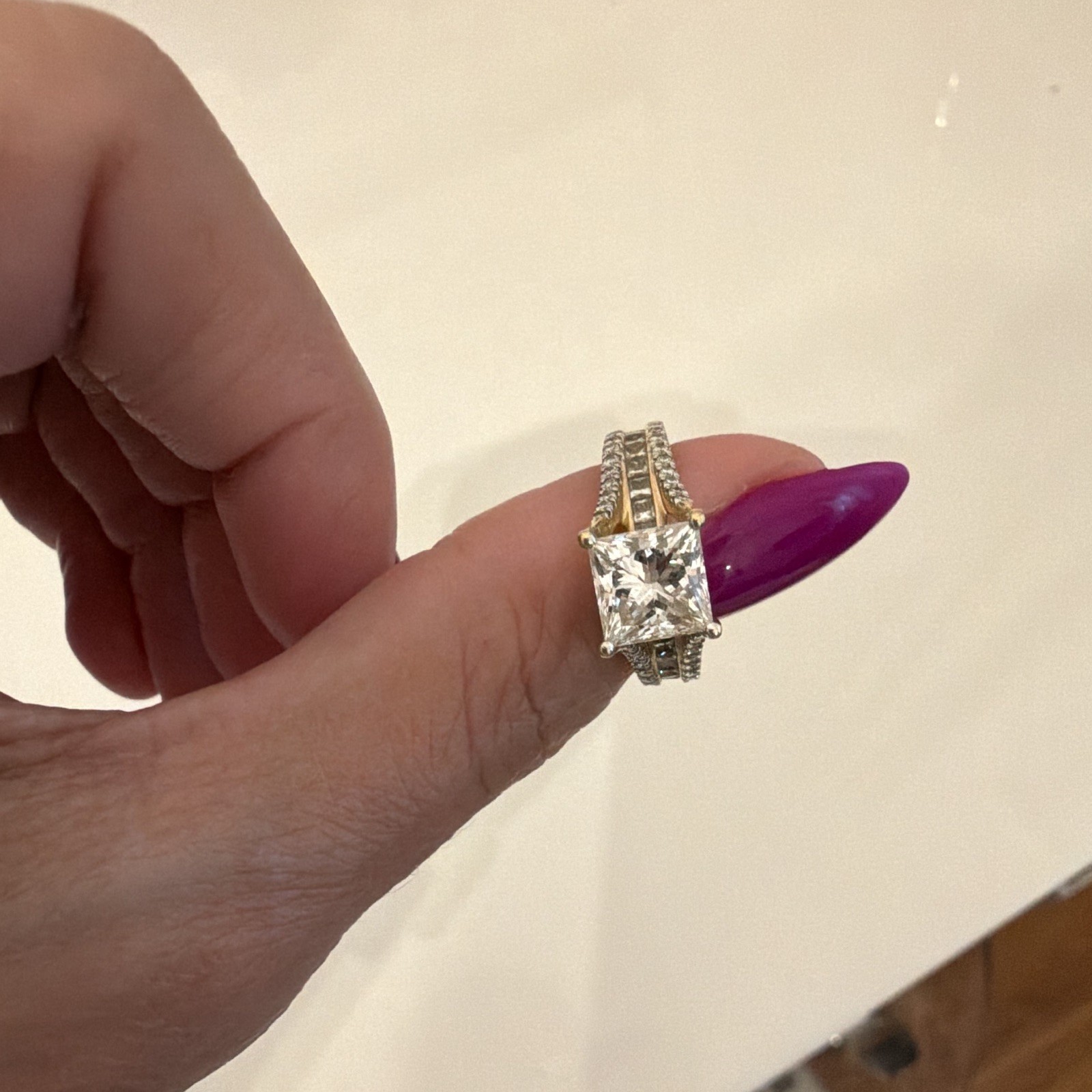 2.02ct Lab Grown Princess Diamond Ring 14K Yellow Gold E/VVS2 IGI 7