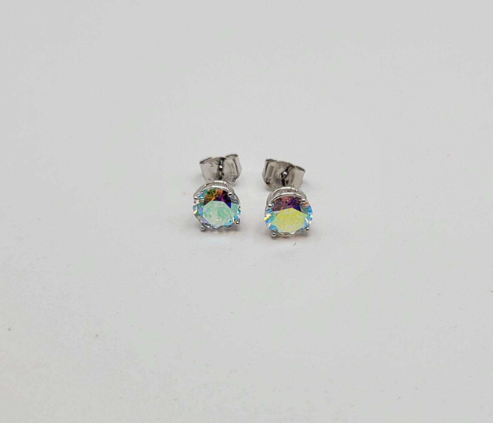 JTV Bella Luce Aurora Borealis Collection Sterling Silver Solitaire Earrings