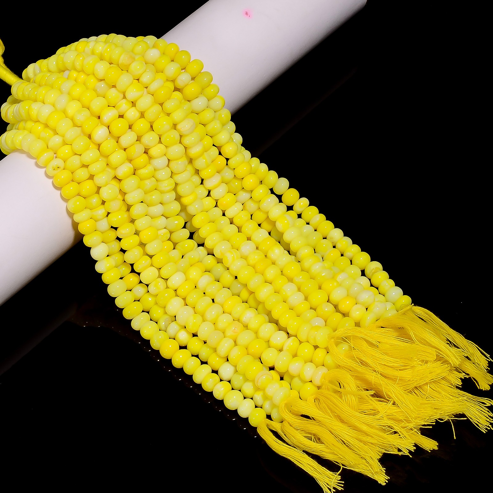 Yellow Opal Gemstone Rondelle Shape Smooth Beads 6X6 8X8 mm Strand 8″ EB-1003