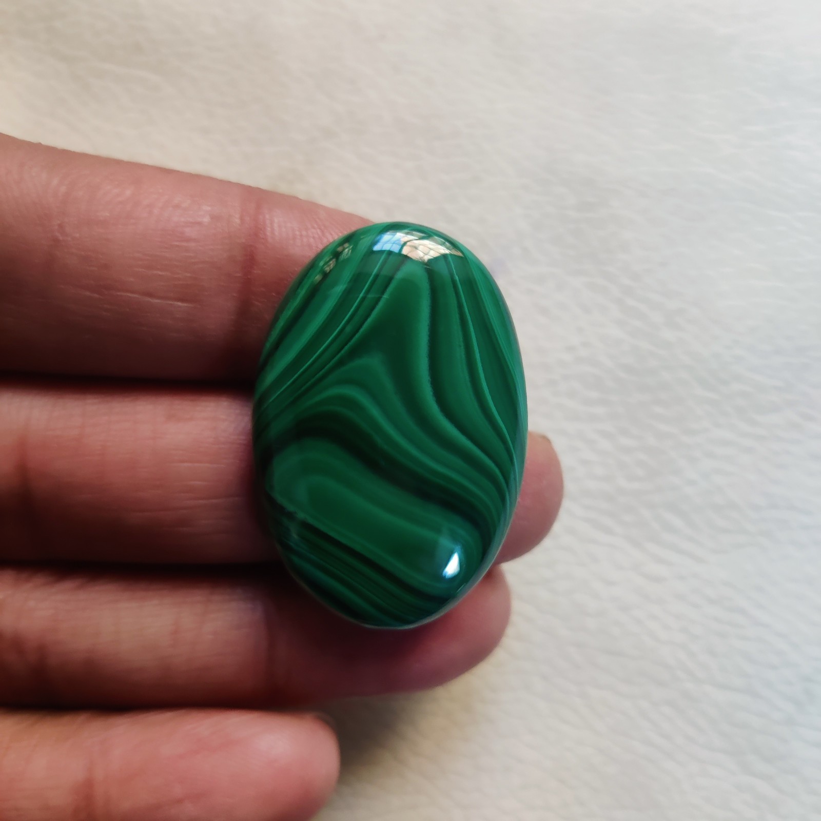 Natural Green Malachite Loose Gemstone Cabochon,Oval-68 CT,36 X 23 X 7 MM