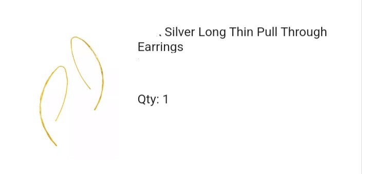 Earrings Threader Drop Yellow Gold Hammered Curved Long Medium M Women Earring